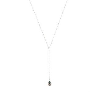 NA HOKU 14K WHITE GOLD PEARL LARIAT NECKLACE